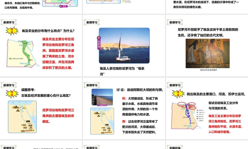 八年级地理下册 第七章 第六节 学习与探究——走进埃及课件 中图版