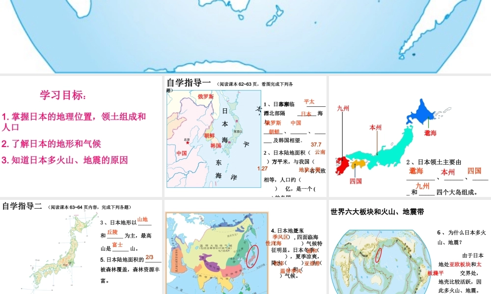 八年级地理下册 7.1《日本》课件3 中图版-中图版初中八年级下册地理课件