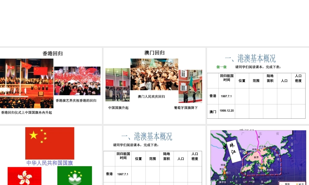 八年级地理下册 第七章 第三节 特别行政区-香港和澳门课件 粤教版-粤教版初中八年级下册地理课件