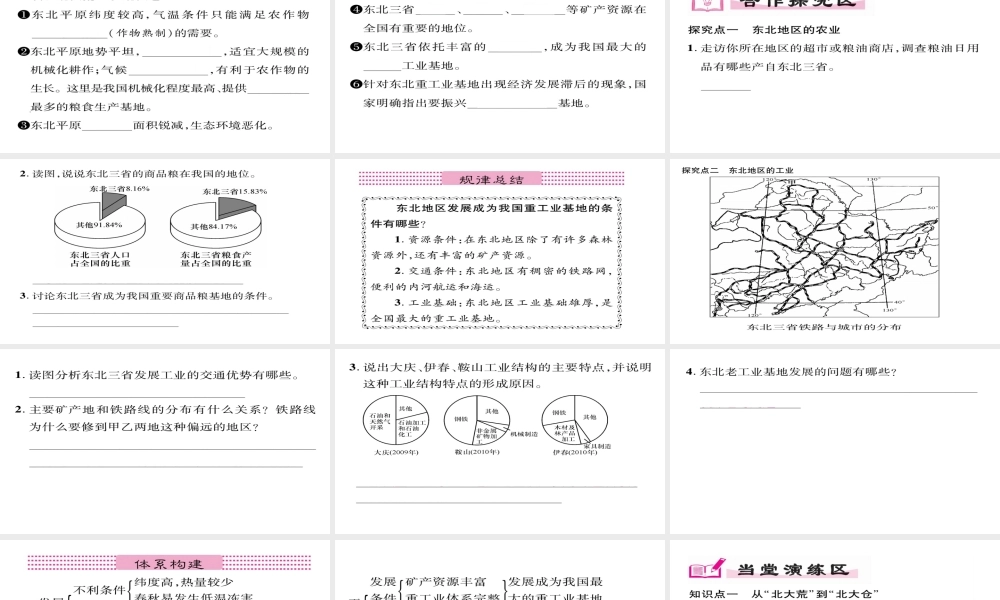 八年级地理下册 第6章 第2节 白山黑水--东北三省（第二课时）习题课件 （新版）新人教版-（新版）新人教版初中八年级下册地理课件