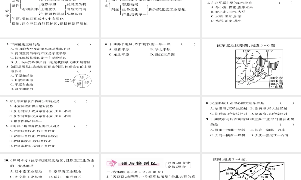 八年级地理下册 第6章 第2节 白山黑水--东北三省（第二课时）习题课件 （新版）新人教版-（新版）新人教版初中八年级下册地理课件