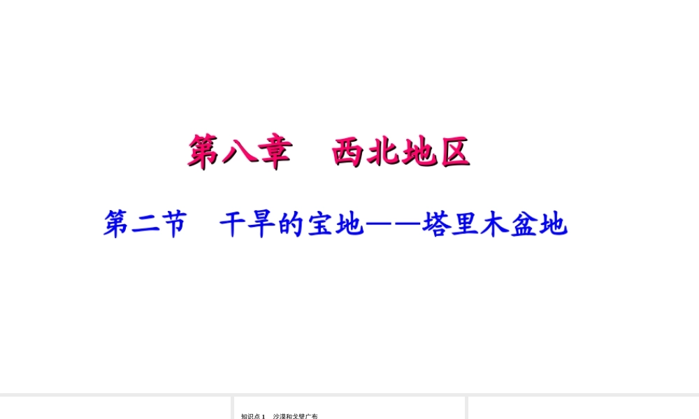 八年级地理下册 第八章 第二节 干旱的宝地 塔里木盆地习题课件 （新版）新人教版-（新版）新人教版初中八年级下册地理课件