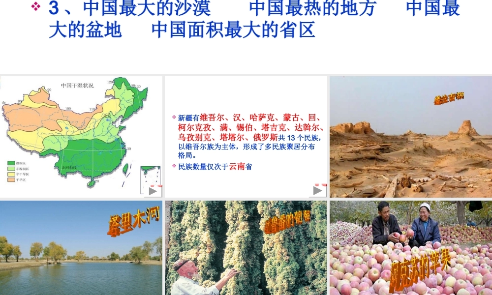 八年级地理西部开发的重要阵地——新疆维吾尔自治区人教新课标