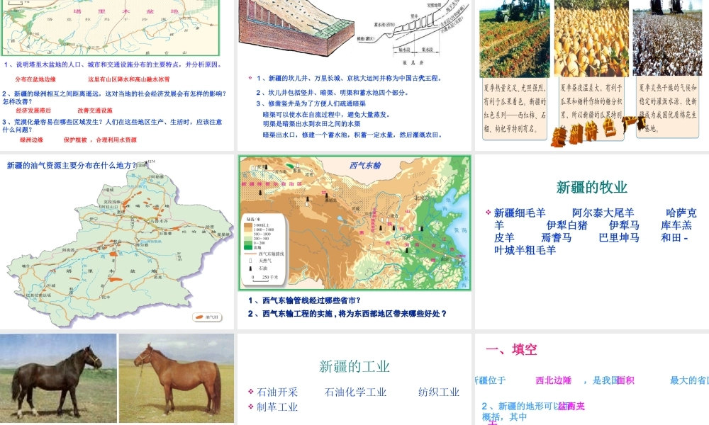 八年级地理西部开发的重要阵地——新疆维吾尔自治区人教新课标