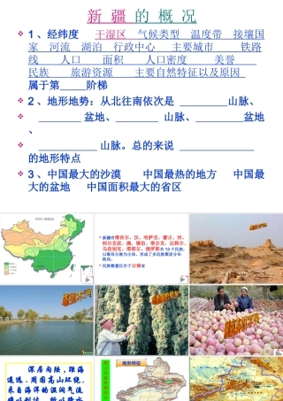 八年级地理西部开发的重要阵地——新疆维吾尔自治区人教新课标