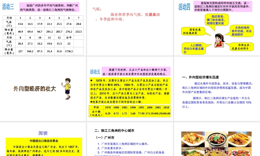 八年级地理下册 第6章 第2节 珠江三角洲区域的外向型经济课件 （新版）湘教版-（新版）湘教版初中八年级下册地理课件