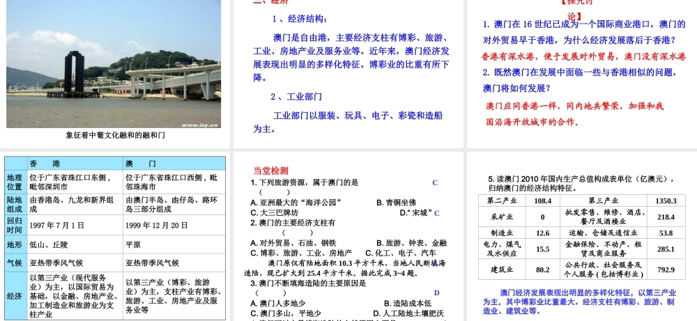 八年级地理下册 7.2 澳门特别行政区的旅游文化特色课件 （新版）湘教版-（新版）湘教版初中八年级下册地理课件