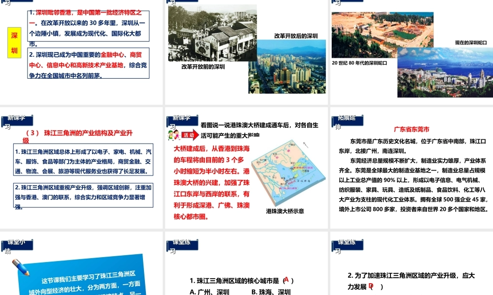 八年级地理下册 第七章 第三节 珠江三角洲区域的外向型经济（第2课时）课件 （新版）湘教版