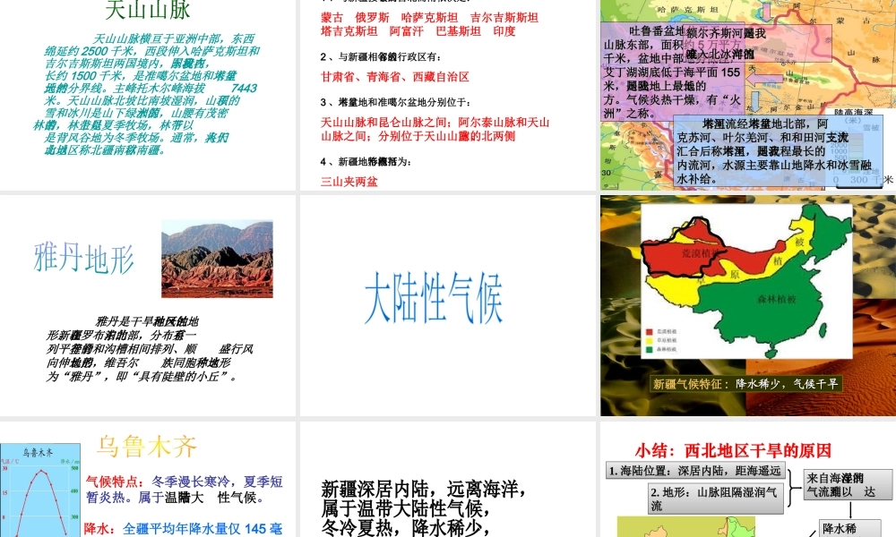 八年级地理下册 7.2 新疆——祖国面积最大的省级行政区域课件 晋教版-人教版初中八年级下册地理课件
