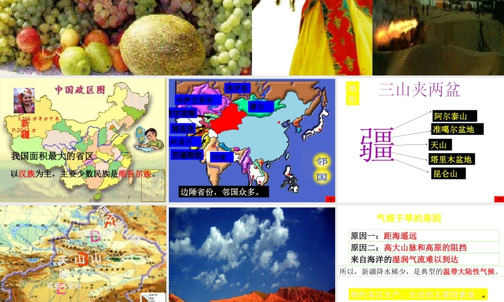 八年级地理下册 第六章 第四节 西部开发的重要阵地-新疆课件 新人教版