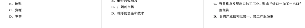 八年级地理下册 第八章 第二节 台湾省的地理环境与经济发展（第2课时）复习课件 （新版）湘教版-（新版）湘教版初中八年级下册地理课件