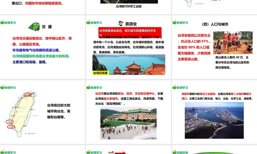 八年级地理下册 8.2 台湾省的地理环境与经济发展（第2课时）课件 （新版）湘教版