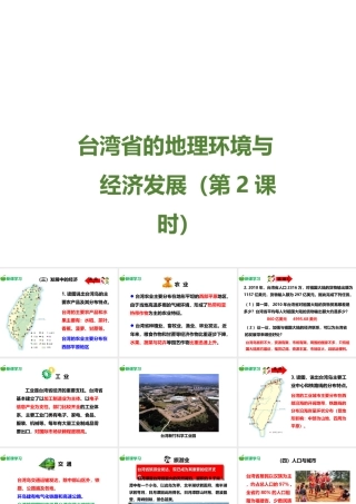 八年级地理下册 8.2 台湾省的地理环境与经济发展（第2课时）课件 （新版）湘教版