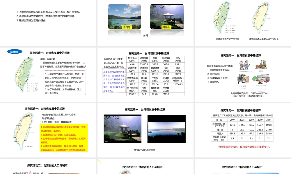 八年级地理下册 8.2 台湾省的地理环境与经济发展课件2 （新版）湘教版-（新版）湘教版初中八年级下册地理课件