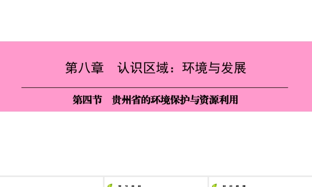八年级地理下册 第八章 第四节 贵州省的环境保护与居民生活复习课件 （新版）湘教版-（新版）湘教版初中八年级下册地理课件