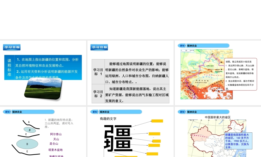 八年级地理下册 8.2 新疆维吾尔自治区教学课件 （新版）商务星球版-（新版）商务星球版初中八年级下册地理课件