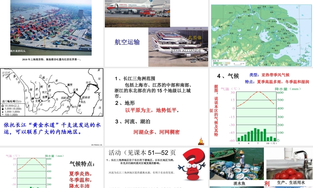 八年级地理下册 7.2“鱼米之乡”—长江三角洲地区课件1 （新版）新人教版