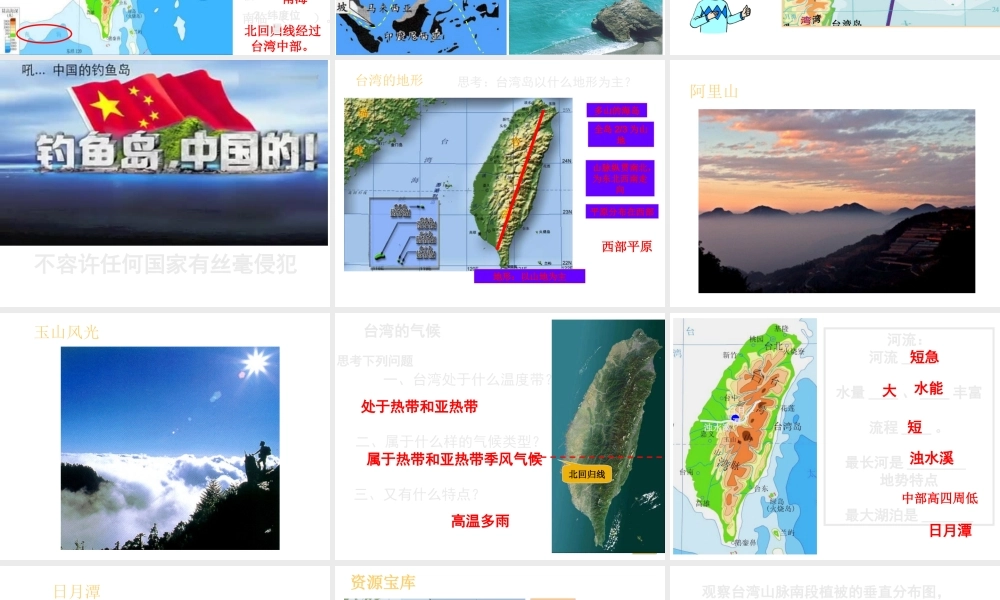 八年级地理下册 第七章 第四节 台湾省课件 （新版）星球商务版-人教版初中八年级下册地理课件