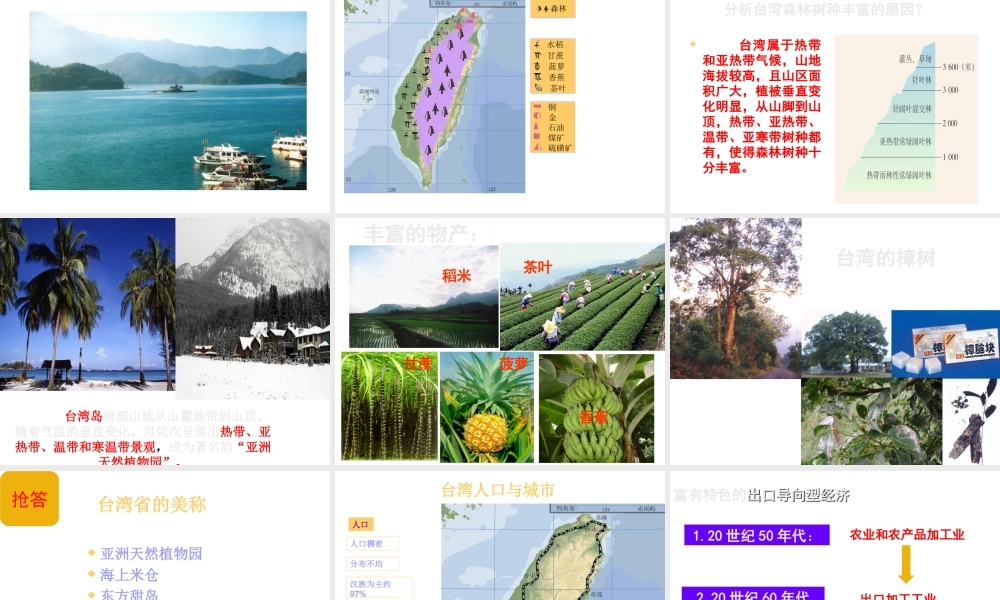 八年级地理下册 第七章 第四节 台湾省课件 （新版）星球商务版-人教版初中八年级下册地理课件