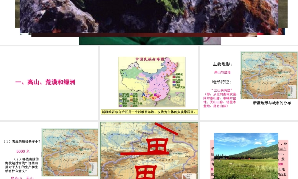 八年级地理下册 第六章 第四节《西部开发的重要阵地—新疆维吾尔》课件 新人教版