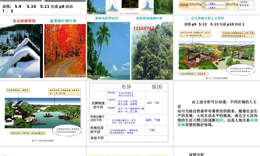 八年级地理下册 第五单元 第二节 北方地区和南方地区课件1 （新版）湘教版