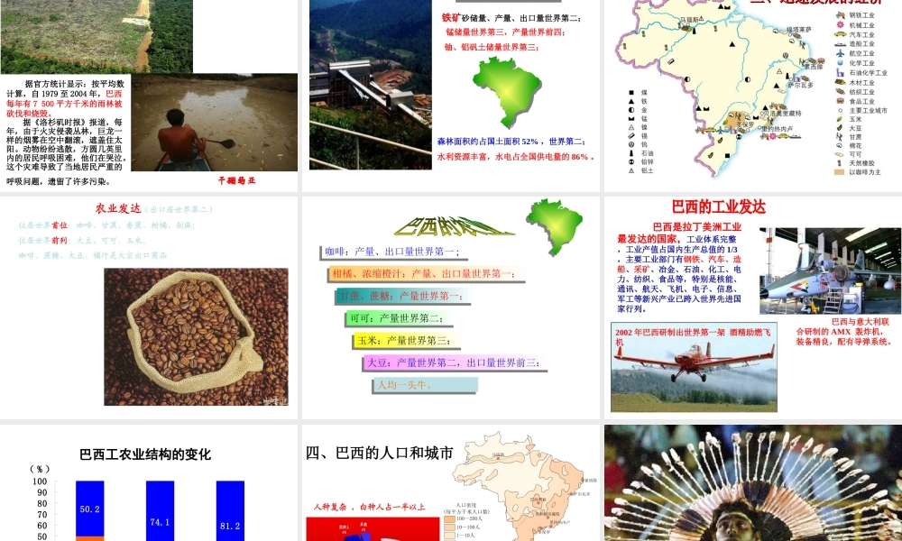 八年级地理下册 第7章 第四节 巴西课件 中图版-中图版初中八年级下册地理课件