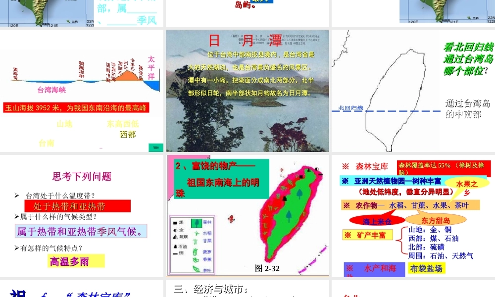 八年级地理下册 第八章 认识区域 环境与发展 第二节 台湾省的地理环境与经济发展课件（1） （新版）湘教版