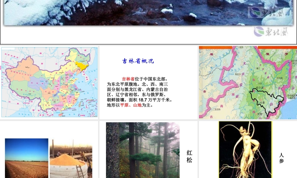 八年级地理下册 第六章 认识区域 位置分布 第三节 东北地区的产业分布—吉林省课件 （新版）湘教版