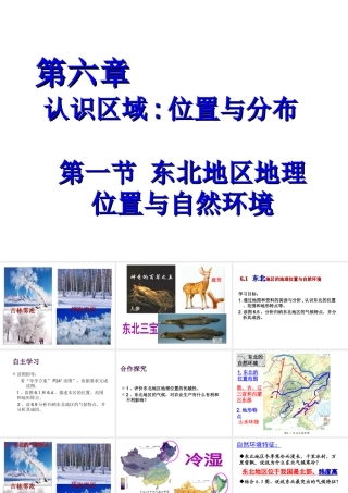 八年级地理下册 第六章 认识区域 位置分布 第一节 东北地区的地理位置与自然环境课件（2） （新版）湘教版