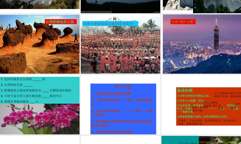 八年级地理下册 第七章 第四节 祖国的神圣领土-台湾课件 （新版）新人教版-（新版）新人教版初中八年级下册地理课件