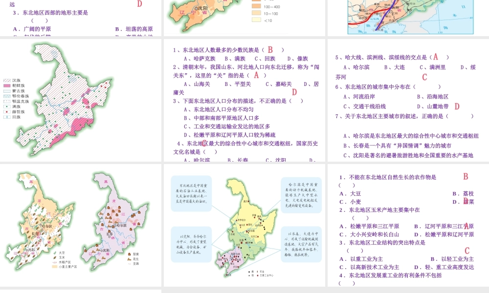 八年级地理下册 第六章（东北地区）复习课件 （新版）湘教版-（新版）湘教版初中八年级下册地理课件