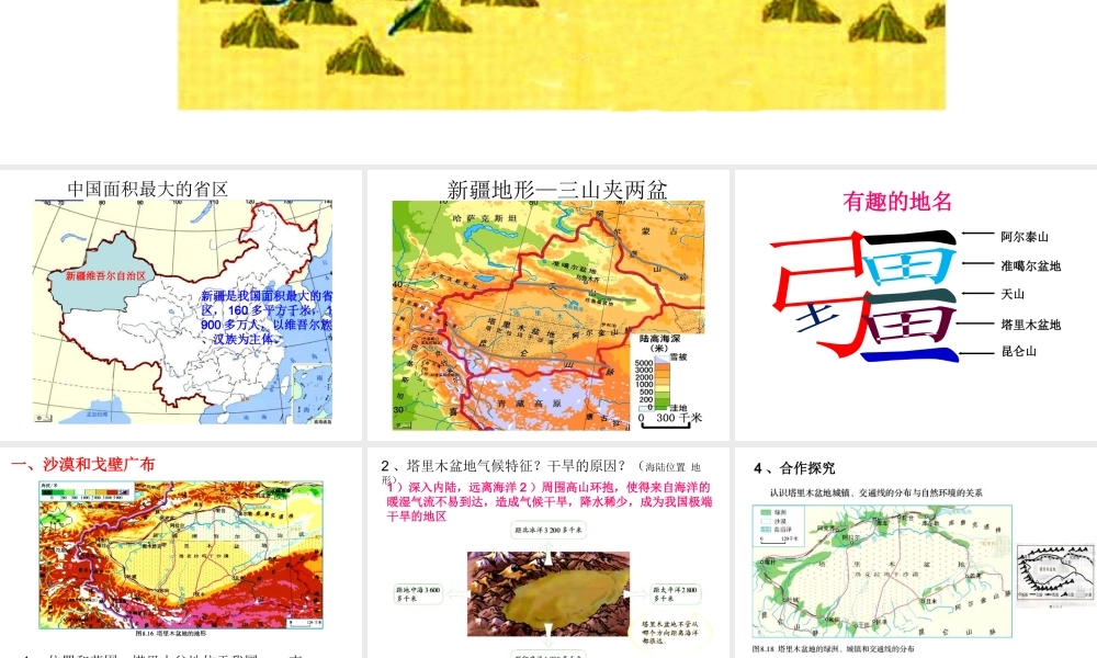 八年级地理下册 第8章 第2节《干旱的宝地—塔里木盆地》课件 （新版）新人教版