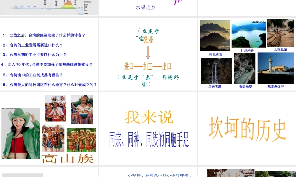 八年级地理下册 第七章 第四节 祖国的神圣领土-台湾省课件 新人教版