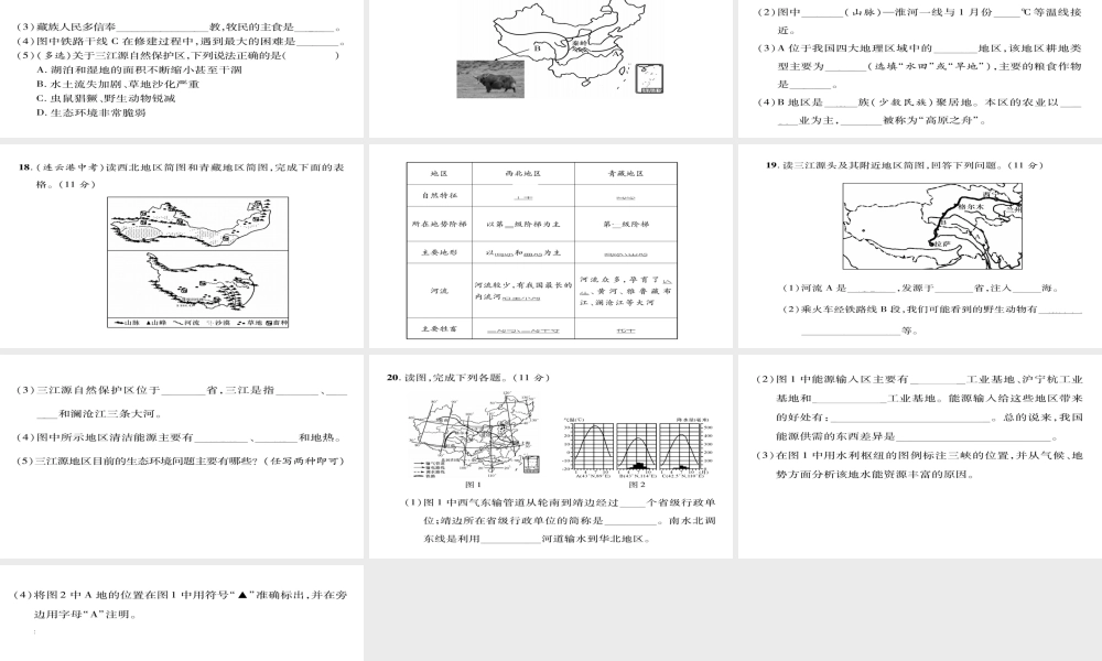 八年级地理下册 第9、10章达标测试课件 （新版）新人教版-（新版）新人教版初中八年级下册地理课件