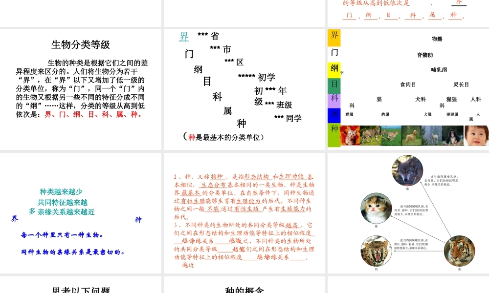 八年级生物上册 14.4 生物的分类课件 （新版）苏教版