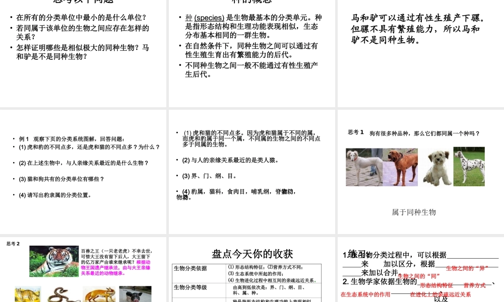 八年级生物上册 14.4 生物的分类课件 （新版）苏教版