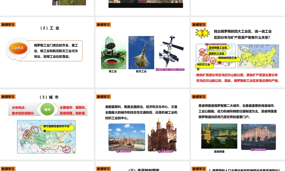 八年级地理下册 第七章 第五节 俄罗斯（第2课时）课件 中图版