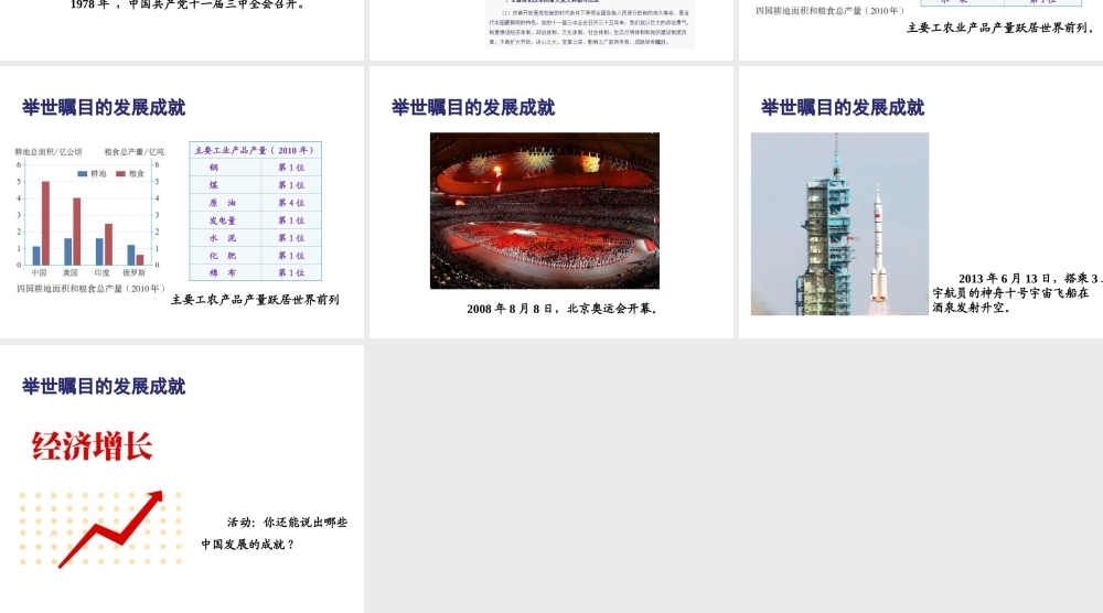 八年级地理下册 第十章 中国在世界中 举世瞩目的发展成就课件 （新版）新人教版-（新版）新人教版初中八年级下册地理课件