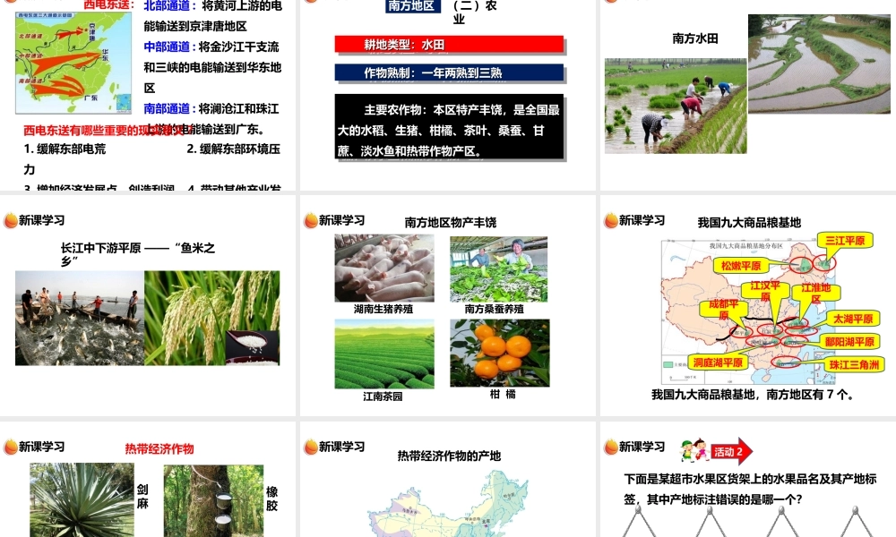 八年级地理下册 第五章 第二节 北方地区和南方地区（第2课时）课件 （新版）湘教版