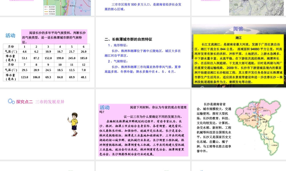 八年级地理下册 第七章 第五节 长株潭城市群内部的差异与联系课件 （新版）湘教版-（新版）湘教版初中八年级下册地理课件