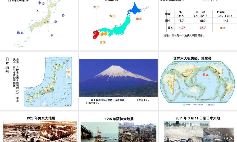 八年级地理下册 第七章 第一节 日本课件 中图版-中图版初中八年级下册地理课件