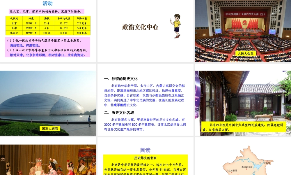 八年级地理下册 第八章《认识区域 环境与发展》第一节《北京市的城市特征与建设成就》课件 （新版）湘教版