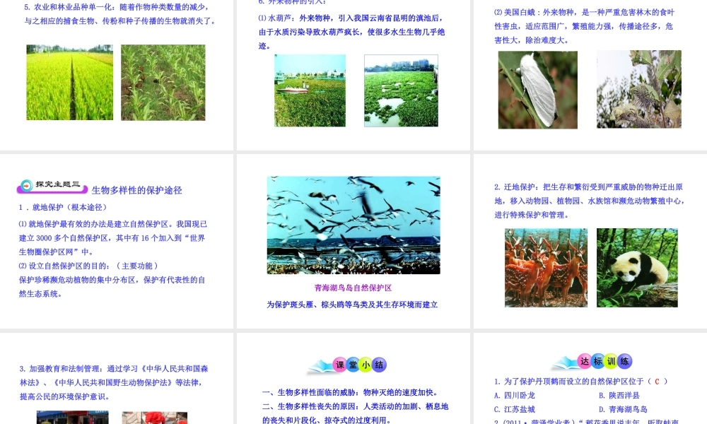 八年级生物上册 15.2 保护生物多样性的艰巨使命课件 （新版）苏教版-（新版）苏教级上册生物课件