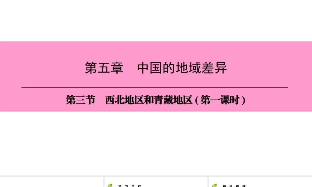 八年级地理下册 第五章 第三节 西北地区和青藏地区（第1课时）复习课件 （新版）湘教版-（新版）湘教版初中八年级下册地理课件