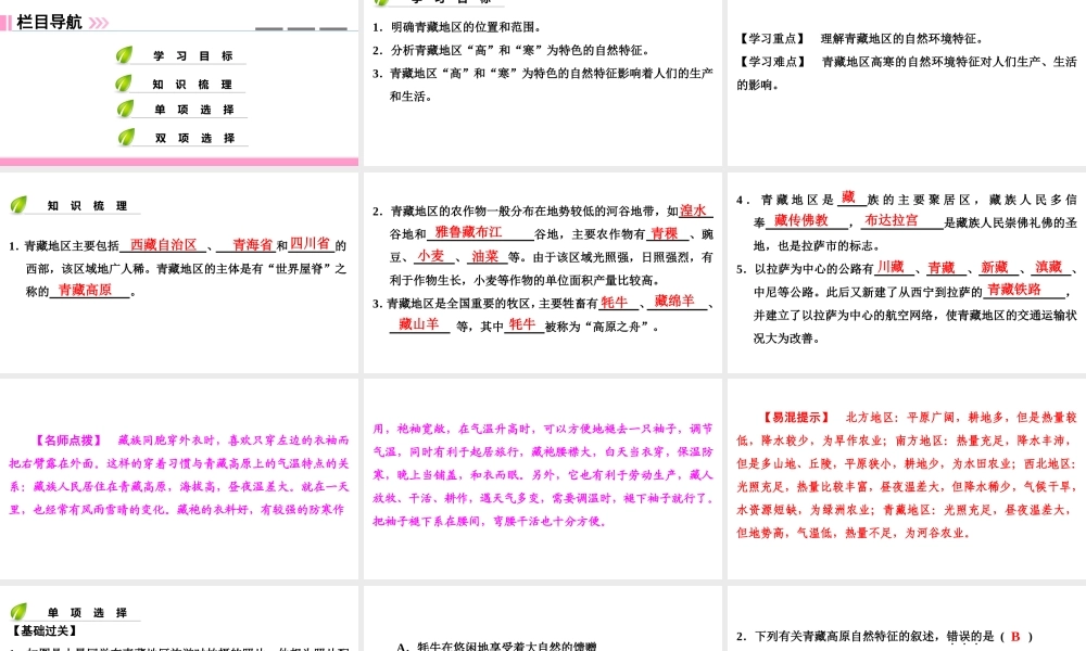八年级地理下册 第五章 第三节 西北地区和青藏地区（第2课时）复习课件 （新版）湘教版-（新版）湘教版初中八年级下册地理课件
