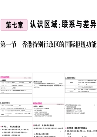 八年级地理下册 第七章 第一节 香港特别行政区的国际枢纽功能习题课件 （新版）湘教版-（新版）湘教版初中八年级下册地理课件