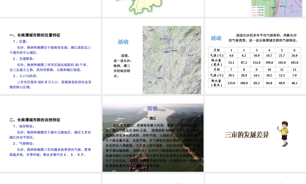 八年级地理下册 第七单元 第五节 长株潭城市群内部的差异与联系课件 （新版）湘教版
