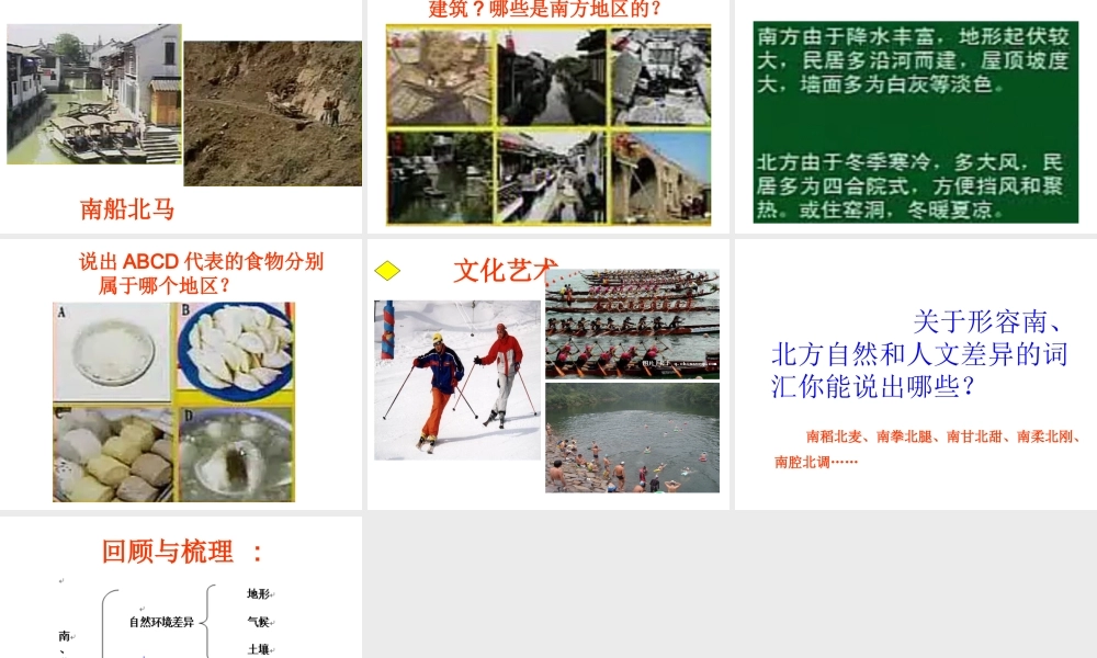 八年级地理下册 第七章 活动课 认识南方地区和北方地区的区域差异课件 商务星球版-商务星球版初中八年级下册地理课件