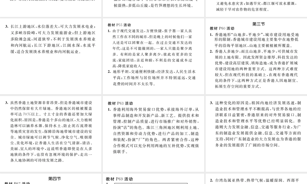 八年级地理下册 第七章 南方地区教材活动参考答案课件 （新版）新人教版-（新版）新人教版初中八年级下册地理课件