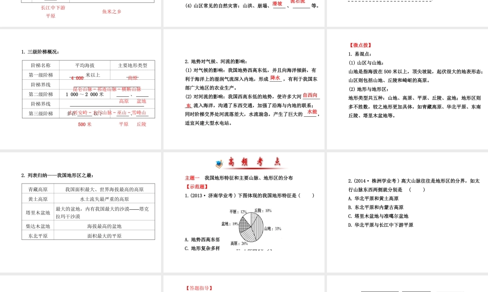 八年级地理下册 第一讲 中国的地形课件 湘教版-湘教版初中八年级下册地理课件